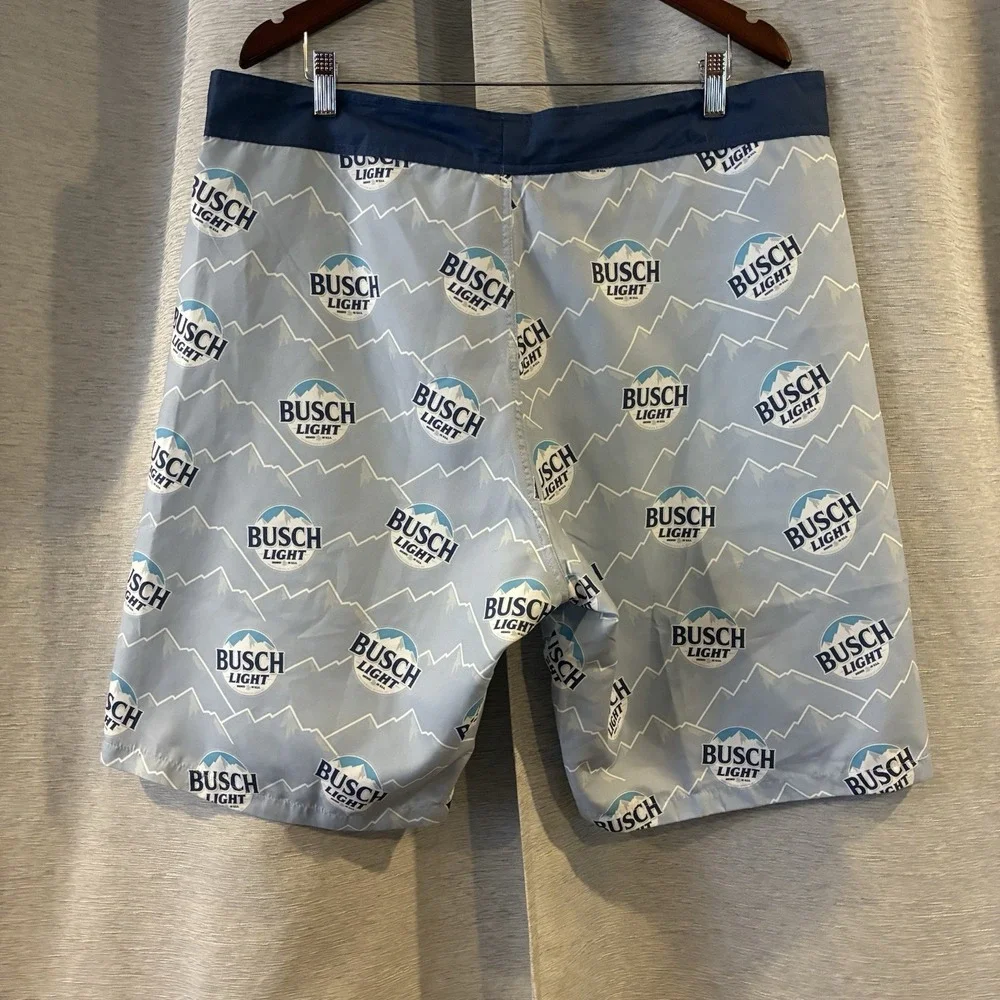 Busch Light Logo &‎ Mountain Range All Over Print Board Shorts Blue 3XL NWT